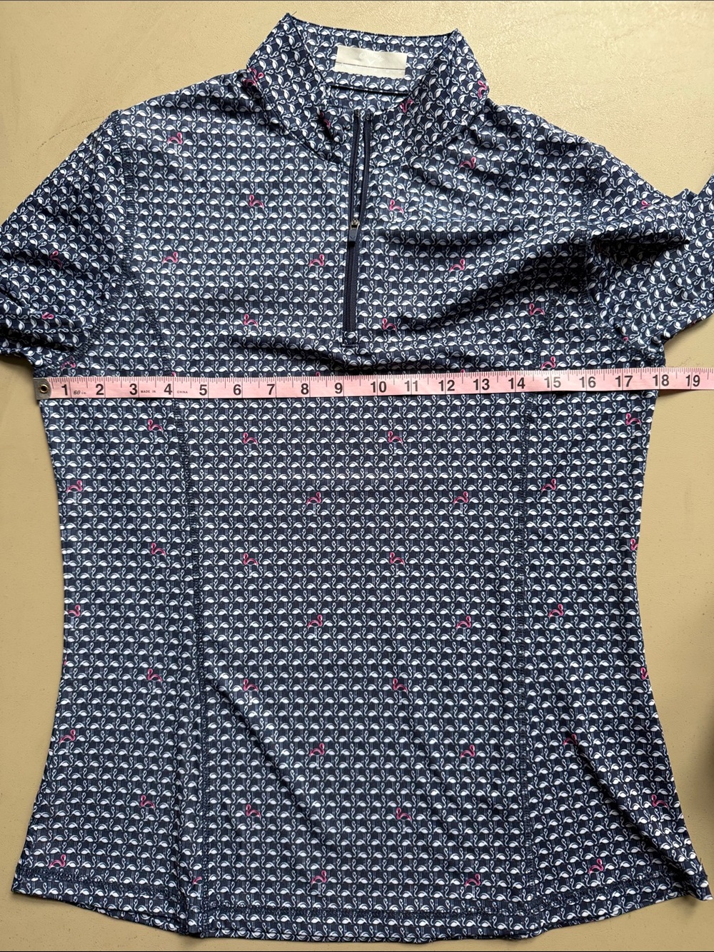 Callaway Flamingo Quarter Zip Pullover Womens M Navy Blue Golf Summer preppy - Picture 7 of 7